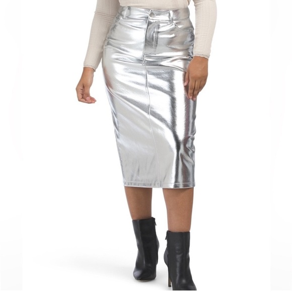 7 For All Mankind Metallic MIDI Skirt Size Small NWT - Picture 1 of 9
